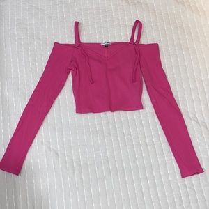 Hot Pink Long Sleeved Crop Top